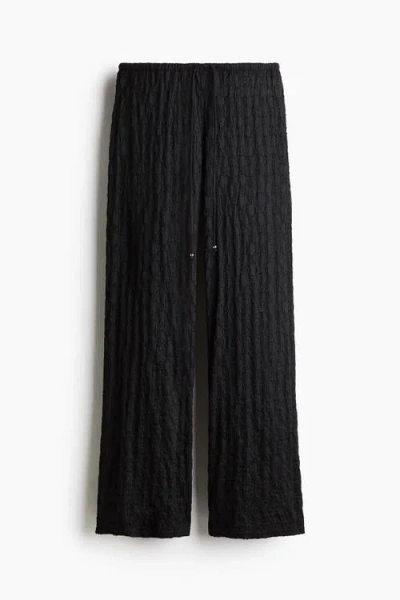 H&m Lace-look Drawstring Trousers In Black