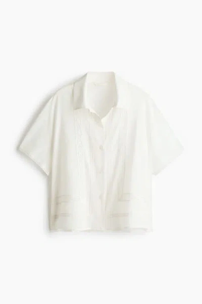 H&m Lace-trimmed Beach Shirt In White