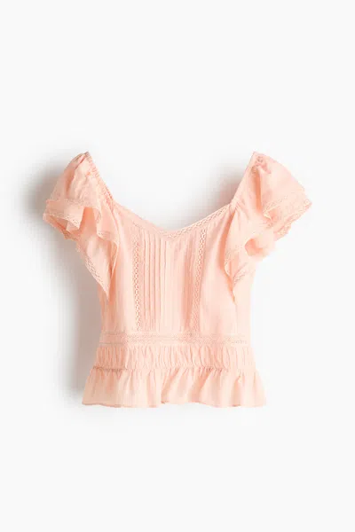 H&m Lace-trimmed Blouse In Pink
