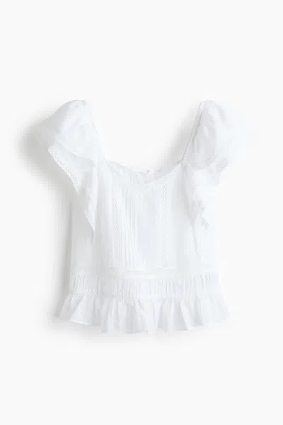 H&m Lace-trimmed Blouse In White