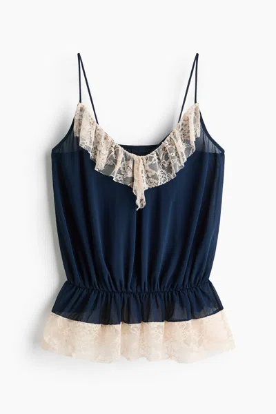 H&m Lace-trimmed Camisole Top In Pink