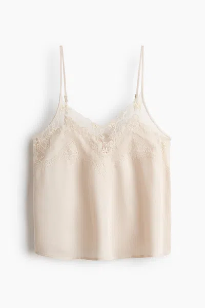 H&m Lace-trimmed Camisole Top In Gold
