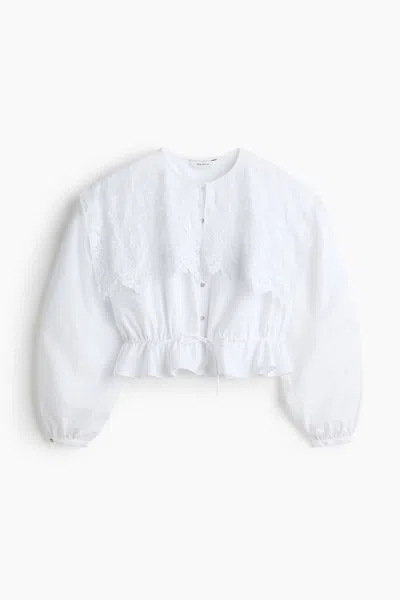 H&m Lace-trimmed Cotton Blouse In White