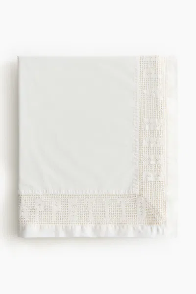 H&m Lace-trimmed Cotton Tablecloth In Neutral