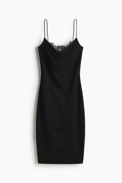 H&m Lace-trimmed Dress In Black