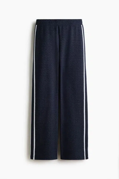 H&m Lace-trimmed Jersey Trousers In Blue