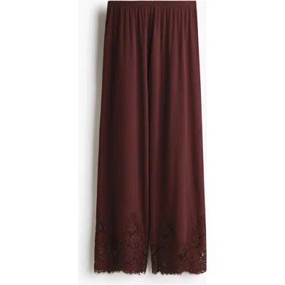 H&m Lace-trimmed Pyjama Bottoms In Brown