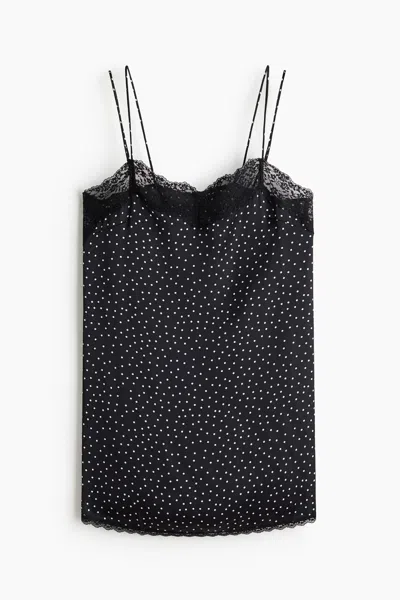 H&m Lace-trimmed Satin Nightgown In Multi