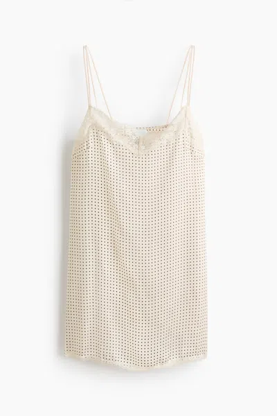 H&m Lace-trimmed Satin Nightgown In Neutral
