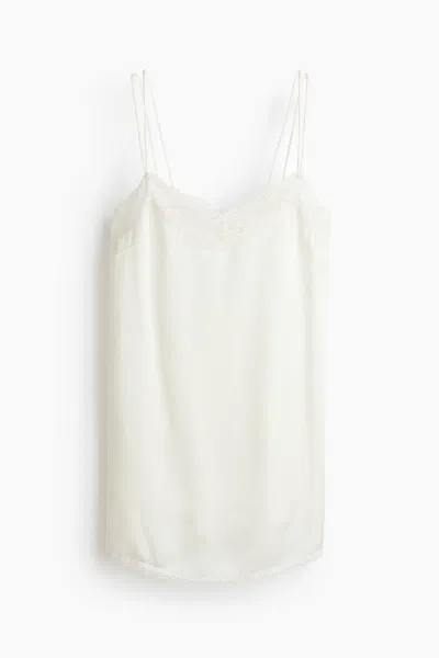 H&m Lace-trimmed Satin Nightgown In White