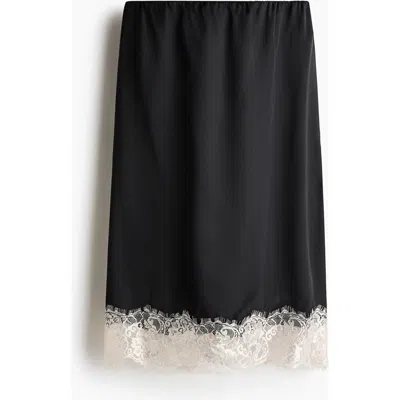 H&m Lace-trimmed Skirt In Black