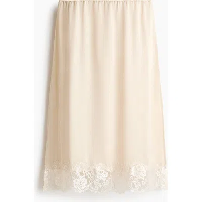 H&m Lace-trimmed Skirt In Brown