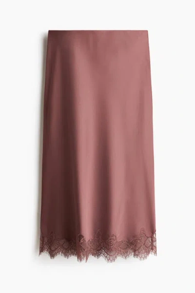 H&m Lace-trimmed Slip Skirt In Pink