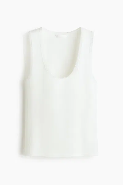 H&m Lace-trimmed Tank Top In White