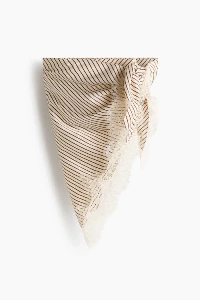 H&m Lace-trimmed Triangle Scarf In Gray