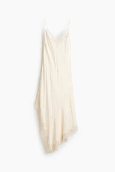 H&m Lace-trimmed Viscose Nightgown In Cream