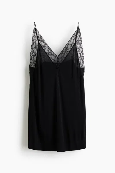 H&m Lace-trimmed Viscose-blend Nightgown In Animal Print