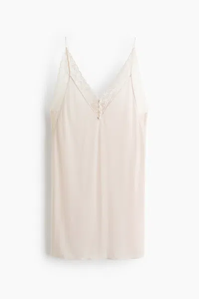 H&m Lace-trimmed Viscose-blend Nightgown In White