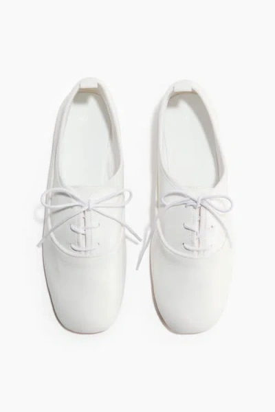 H&m Lace-up Ballet Flats In White