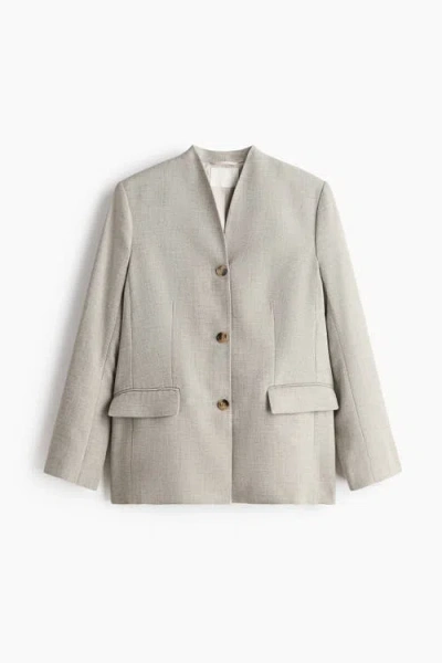 H&m Lapelless Blazer In Gray