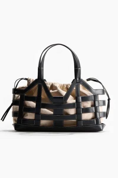 H&m Large Drawstring-detail Tote Bag In Neutral