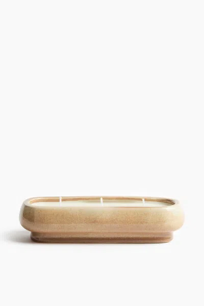 H&m Large Herbal-scented Candle In Beige/minted Fig