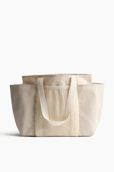 H&m Large Jute-blend Shopper In Light Beige