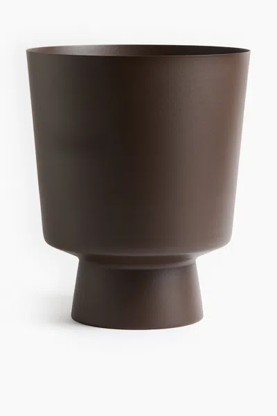 H&m Large Metal Plant Pot In Brown