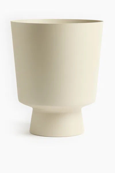 H&m Large Metal Plant Pot In Light Beige
