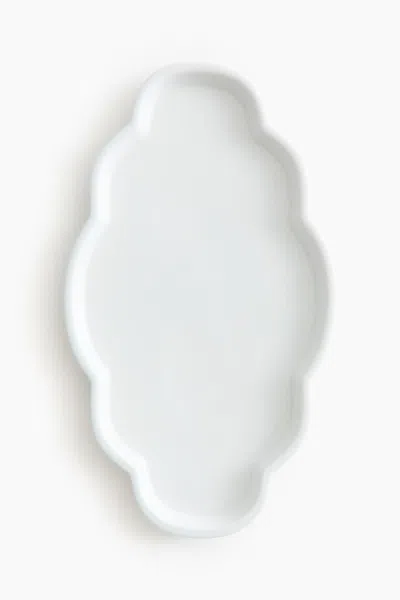 H&m Large Porcelain Serving Plate In White