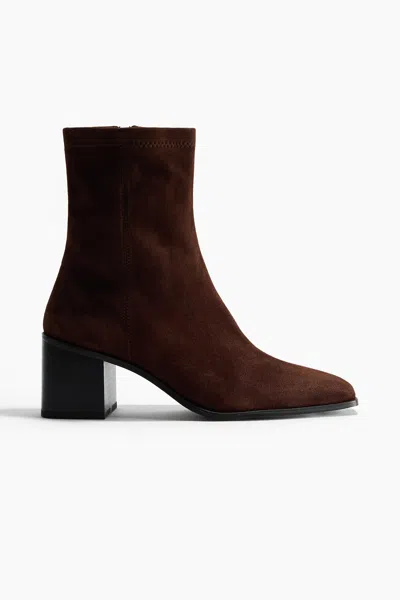 H&m Leather Ankle Boots In Brown