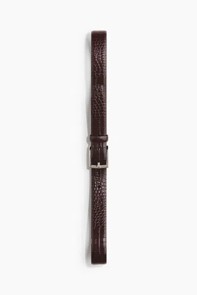 H&m Leather Belt In Burgundy