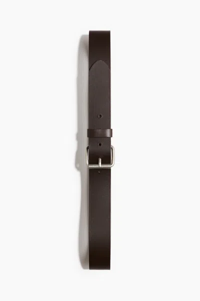 H&m Leather Belt In Dark Brown