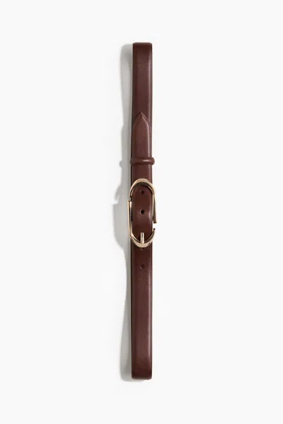 H&m Leather Belt In Dark Brown
