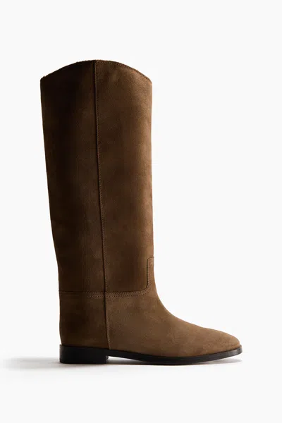 H&m Leather Boots In Brown