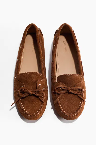 H&m Leather Deck Shoes In Brown