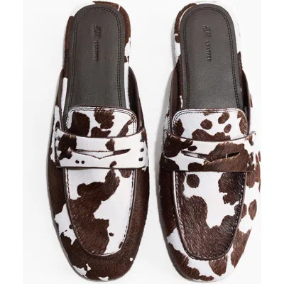 H&m Leather Loafer Mules In Brown