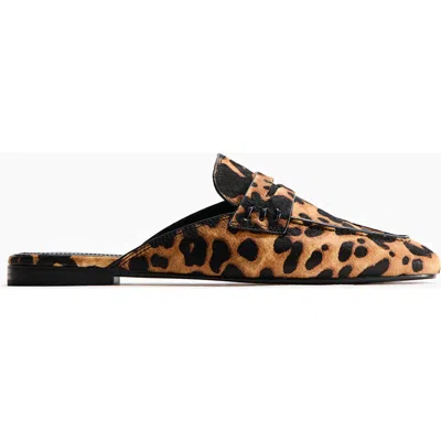 H&m Leather Loafer Mules In Multi