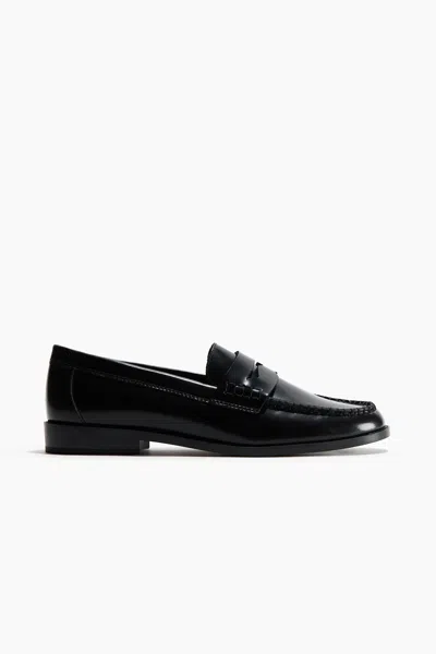 H&m Leather Loafers In Black