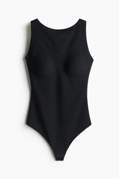 H&m Light Shape Microfibre Thong Body In Black