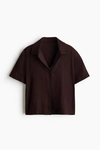 H&m Linen Beach Shirt In Brown