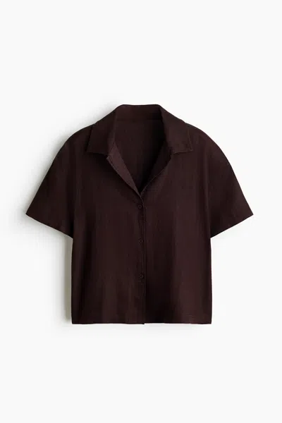 H&m Linen Beach Shirt In Brown