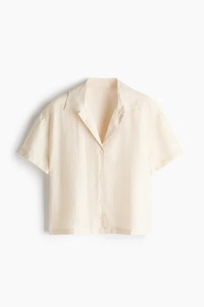 H&m Linen Beach Shirt In Gold