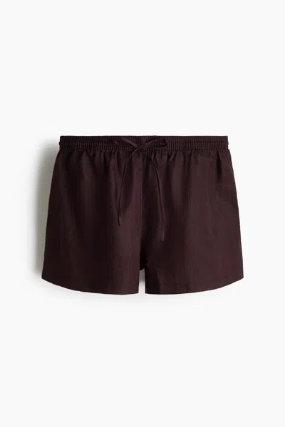 H&m Linen Beach Shorts In Black