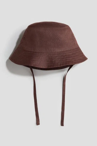 H&m Babies'  Linen Bucket Hat In Burgundy