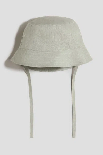 H&m Babies'  Linen Bucket Hat In Green