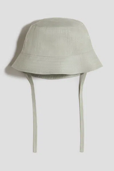 H&m Babies' Linen Bucket Hat In Green