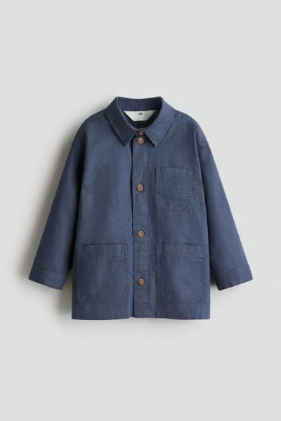 H&m Kids'  Linen Overshirt In Blue