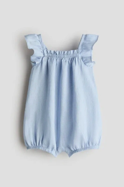 H&m Babies'  Linen Romper Suit In Blue