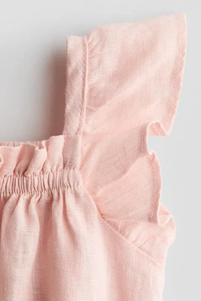H&m Babies'  Linen Romper Suit In Pink
